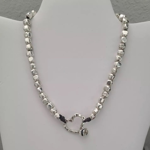 NAILED HEART • Bohemian Necklace • Silver plated • 16 inches - Picture 2 of 10
